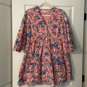 Loft pink spring/summer dress w/ semi long sleeves